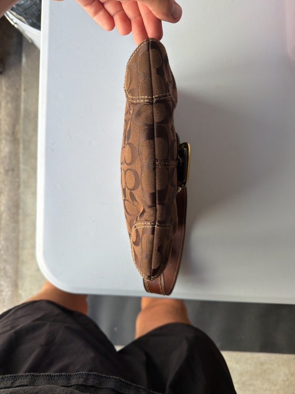 Coach shoulder bag (flap) brown signature